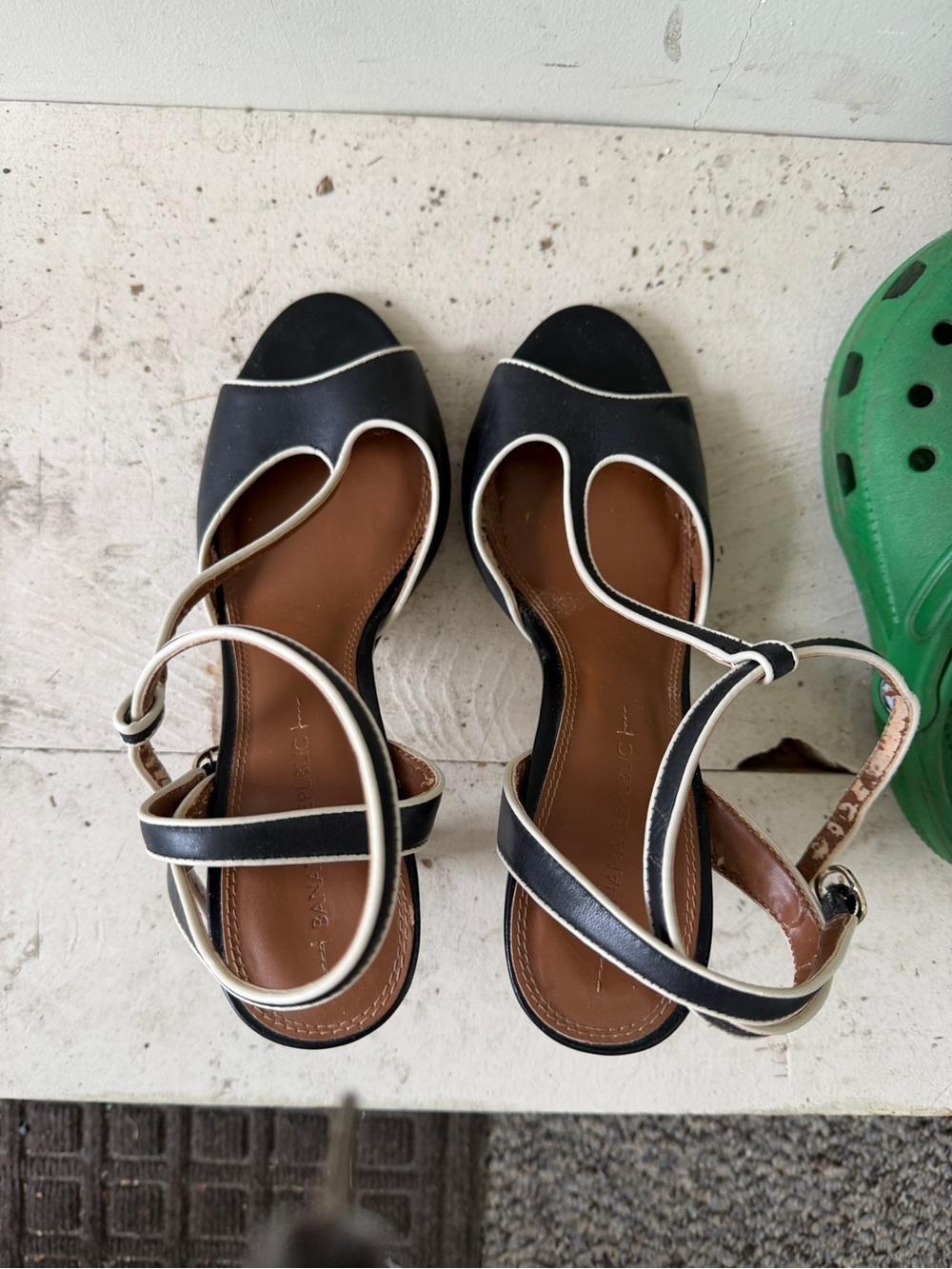 Banana Republic Black Sandals with White Trim